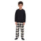Kids Unisex Winter pajama set Black Hoodie + Black x White Checkered Pants